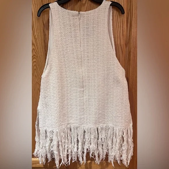 ZARA Ecru Cream Fringed Textured Weave Sleeveless Top Size XL Music Festival - Picture 11 of 12